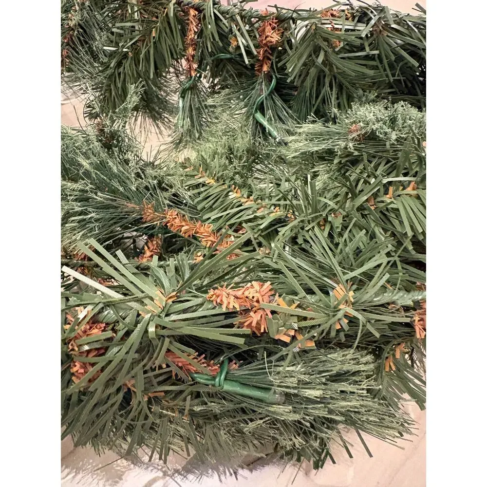 6-ft White Mountain Pine Garland Warm LED Lights and Pinecone